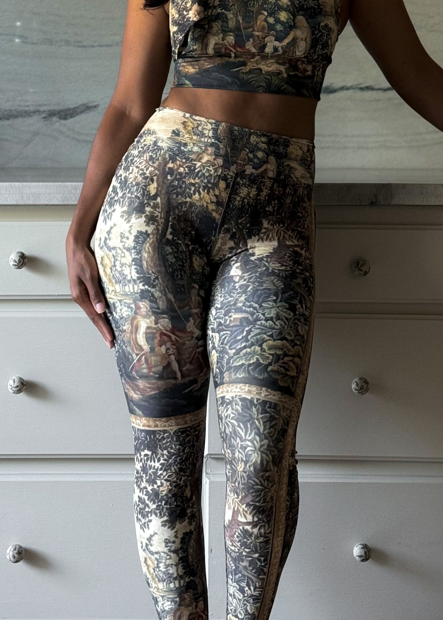 18th Century Vintage French Tapestry Print Yoga Leggings