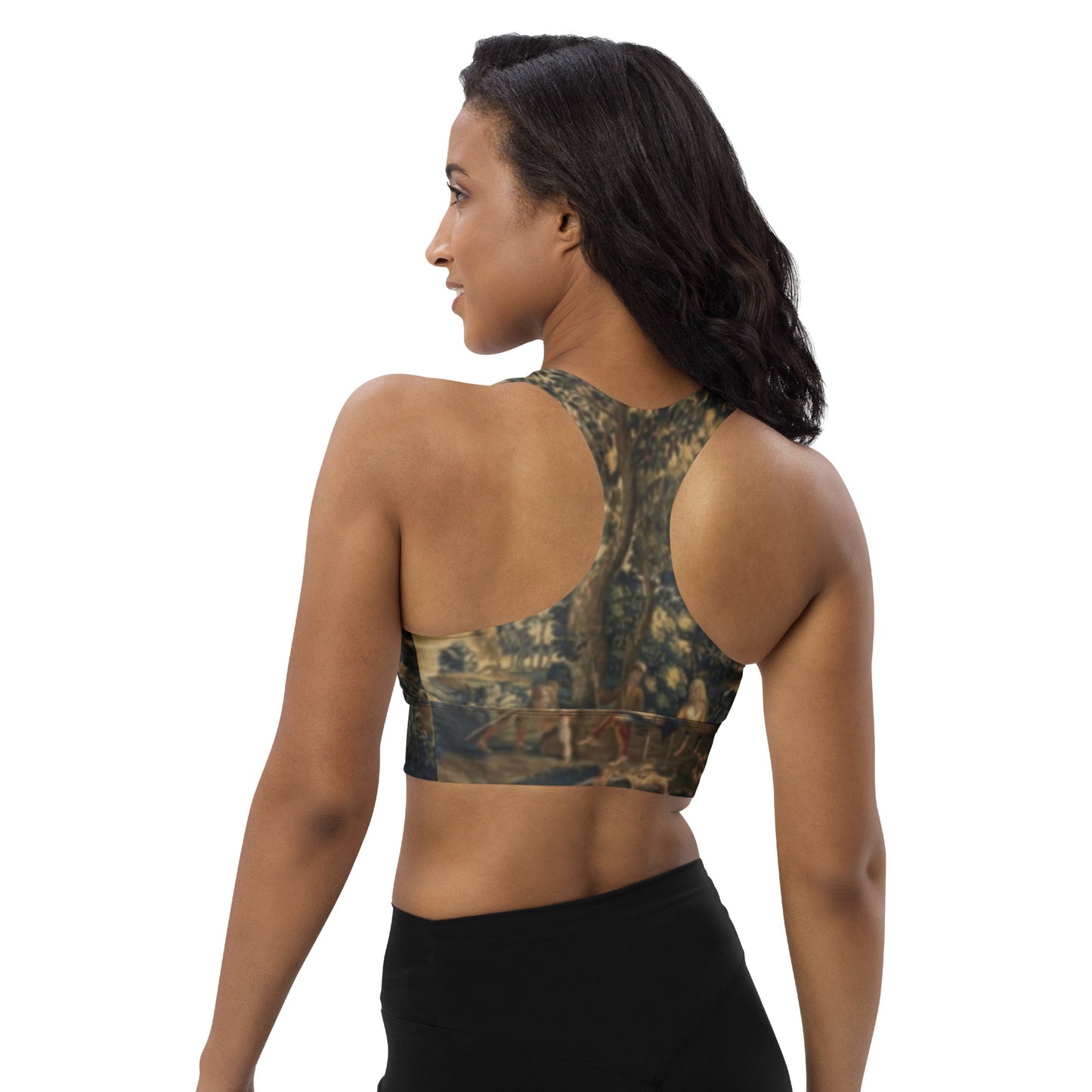 18th Century Vintage French Tapestry Print Longline Sports Bra