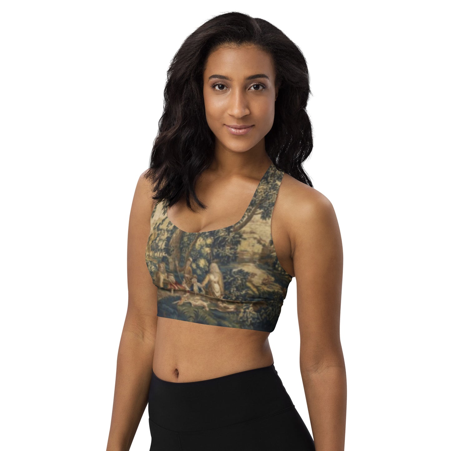 18th Century Vintage French Tapestry Print Longline Sports Bra